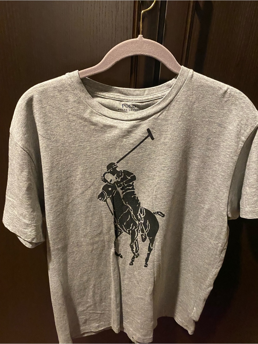 Polo by Ralph Lauren Gray Tee with Black Polo Player Graphic